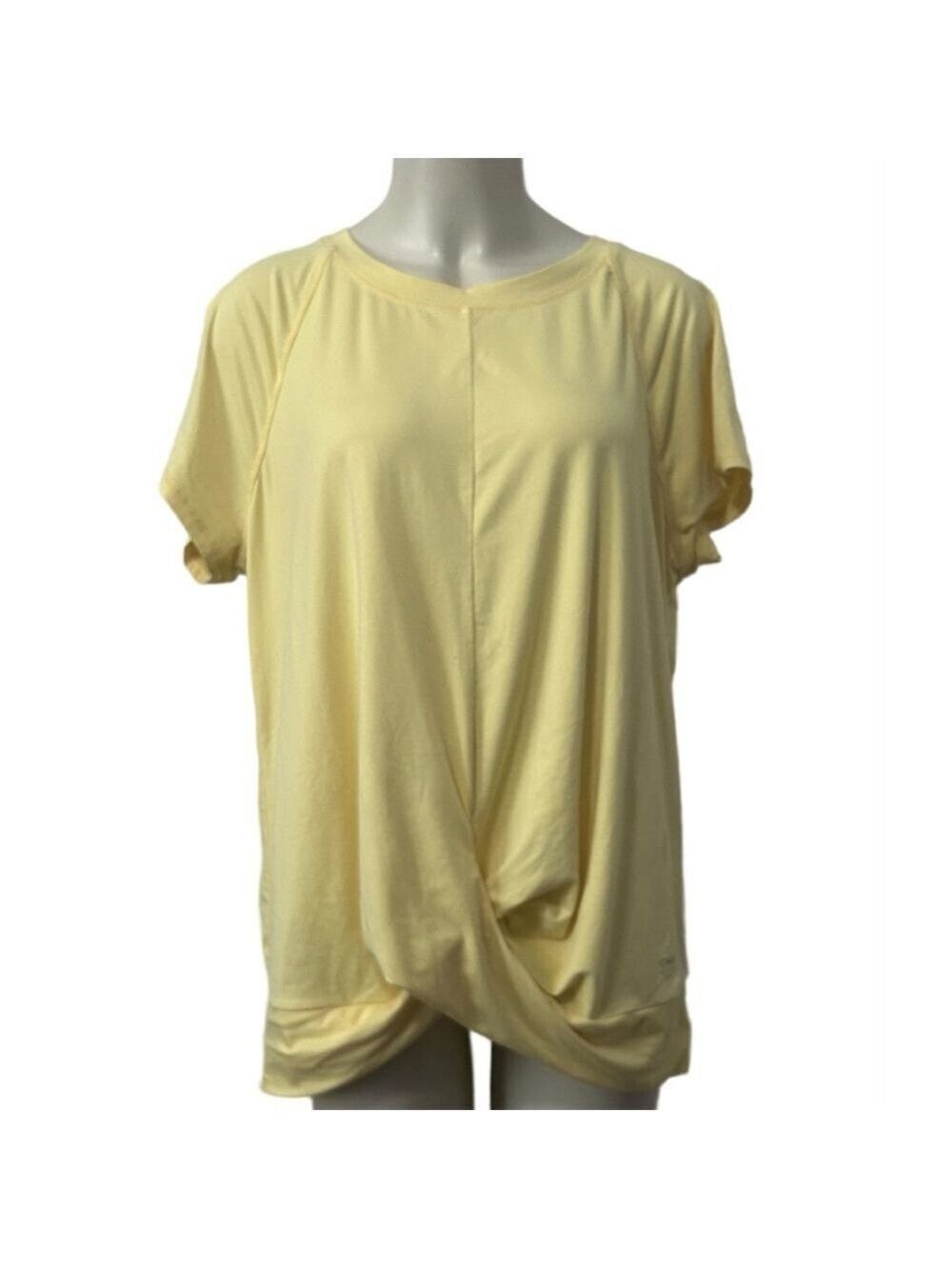 Women's Jones New York Sport Yellow Short Sleeve Twist Front T-Shirt Size L